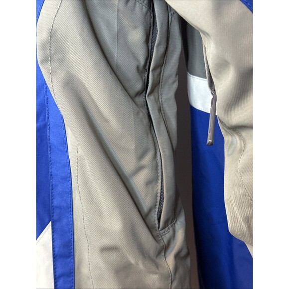 Spyder Leader Men's L Waterproof Ski Snowboard Jacket Blue White Stowaway Hood - Picture 9 of 16